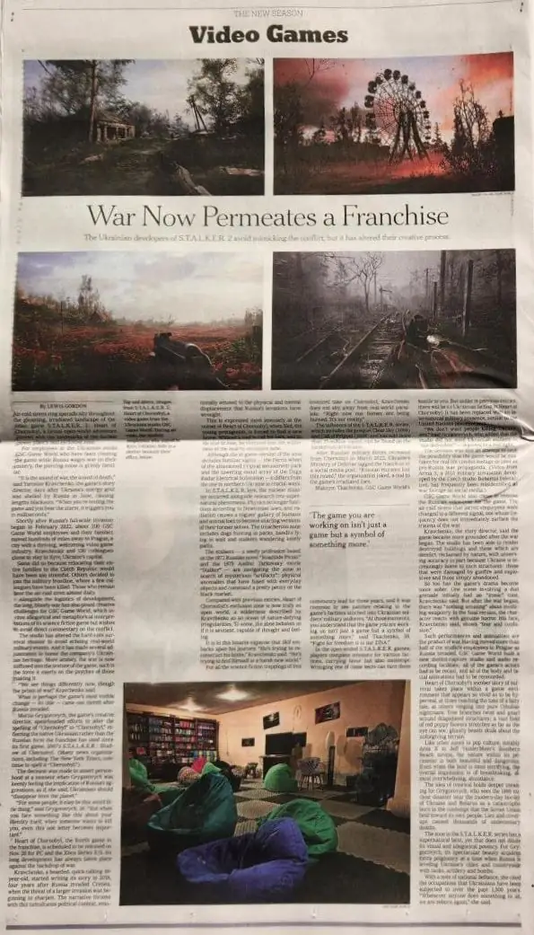 S.T.A.L.K.E.R. 2 в газеті The New York Times!